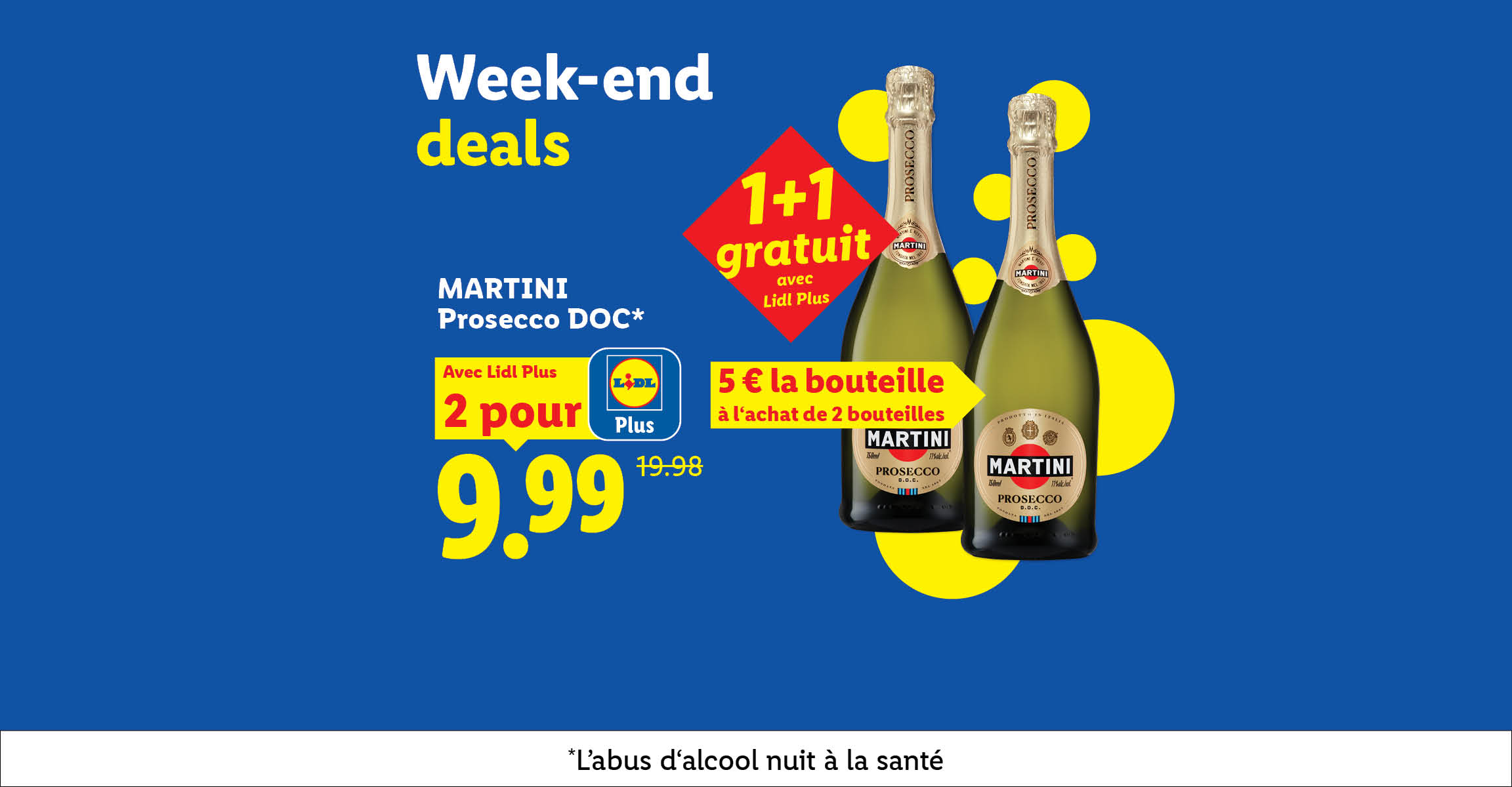 Offre promotionnelle sur deux bouteilles de prosecco avec l'application de fidélité.