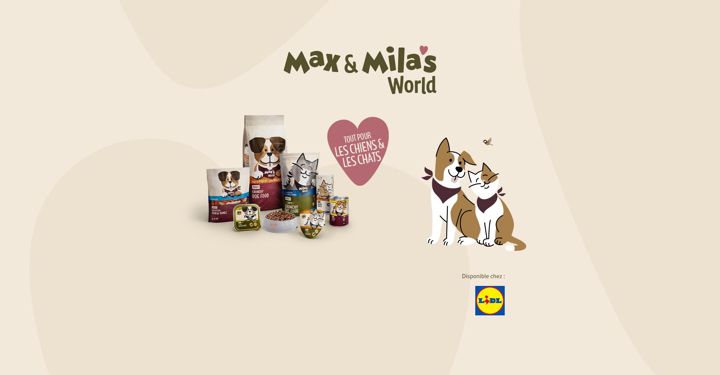 Gamme d'aliments pour chiens et chats disponible en magasin.