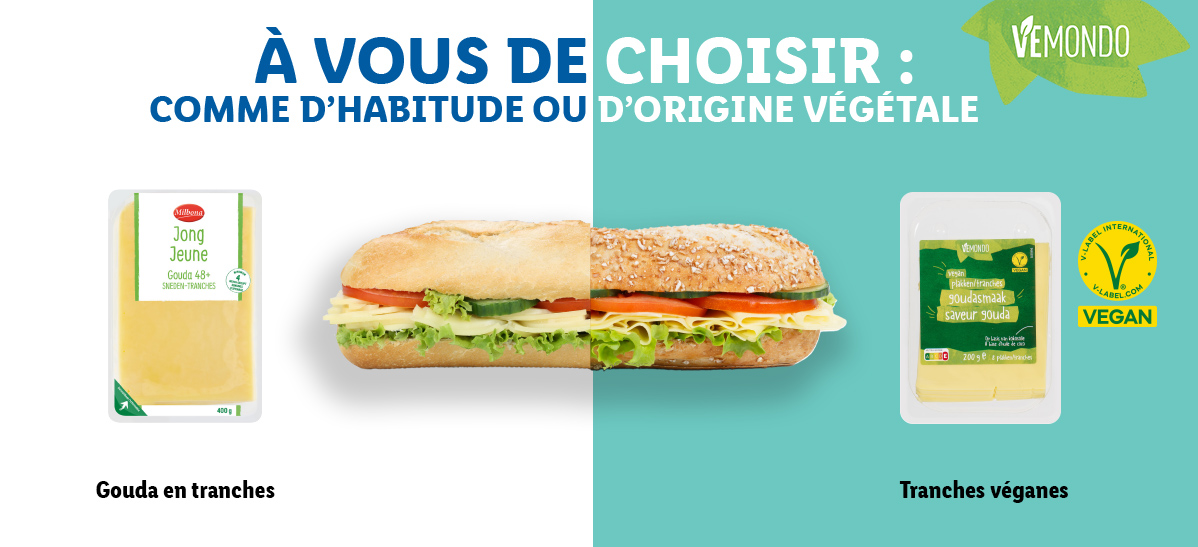 Sandwichs avec du Gouda Milbona et des tranches véganes Vamondo.