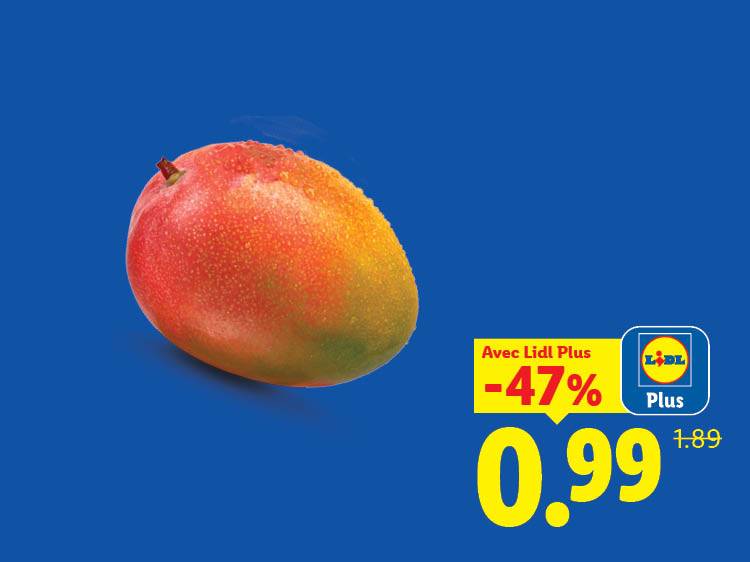 Mangue fraîche avec une réduction de 47%, prix final 0,99.