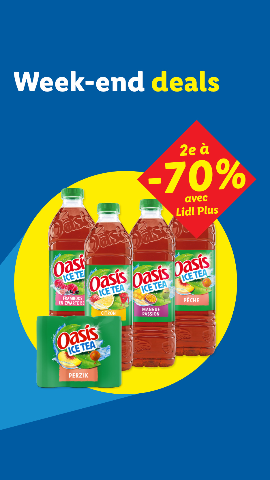 Offres de week-end sur les thés glacés aux fruits, jusqu'à -70% avec Lidl Plus.