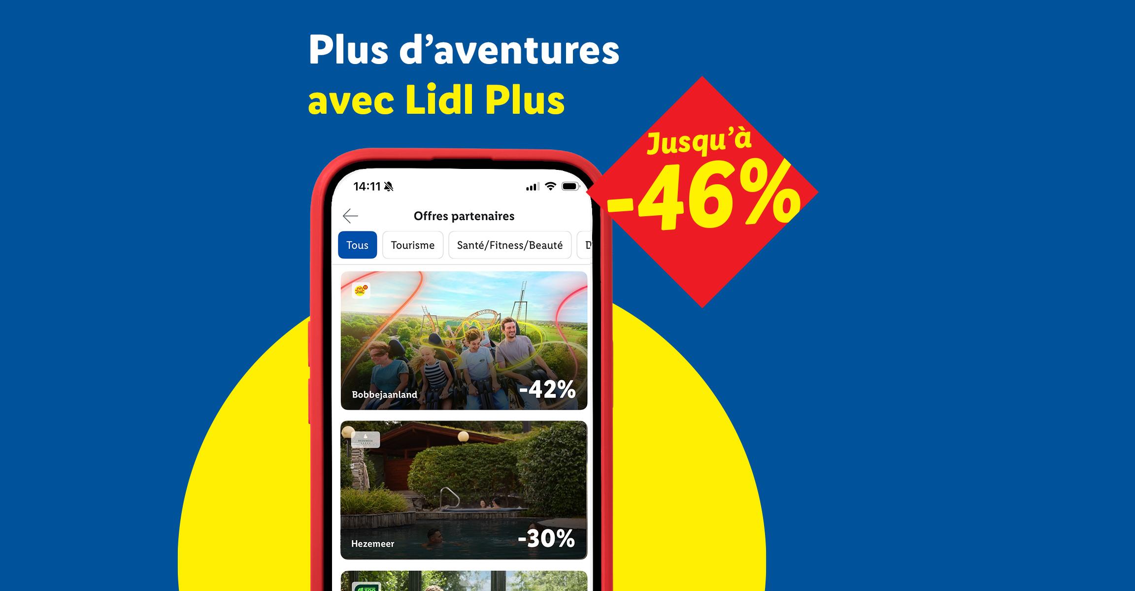 Application mobile avec des offres partenaires pour le tourisme et la beauté, jusqu'à -46%.
