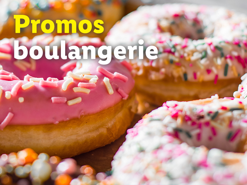 Donuts décorés de vermicelles : promos boulangerie.